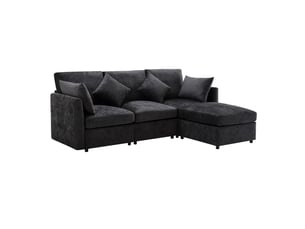Canapé d'angle réversible fixe MODENVIE 4 places Tissu gris