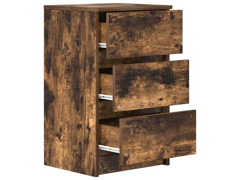  Lot de 2 tables de chevet - cabinet de chevet - table de nuit avec 3 tiroirs chêne fumé 39x35x65 cm  - Conforama E