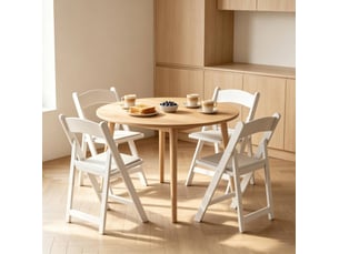 Chaises de salle à manger pliantes lot de 4 pour intérieur et extérieur, en résine et polyuréthane blancs