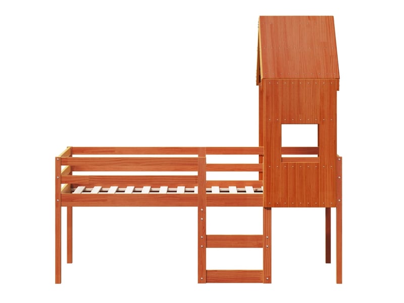  Lit simple- lit adulte -  lit haut sans matelas  marron 90x190 cm bois de pin massif  - Conforama C