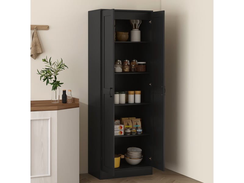  Armoire 2 portes meuble de rangement avec 5 étagères, style contemporain, 60l x 36,5l x 175h noir  - Conforama D