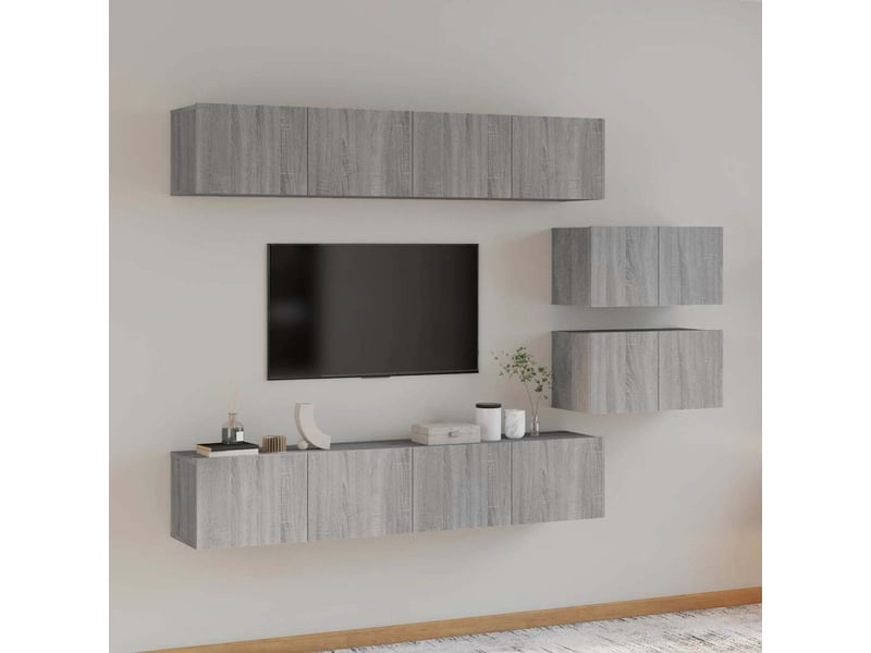  Ensemble de meubles tv 6 pcs sonoma gris bois d'ingénierie shl51819  - Conforama B