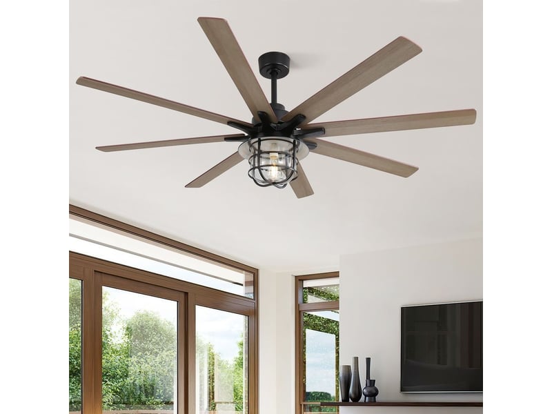  Ventilateur de plafond - avec éclairage led - mdf - noir - 168 x 168 x 30.8 cm - installation au plafond - salon et chambre EU-KBS-66K004-BK-DC-SS-60-W - Conforama C