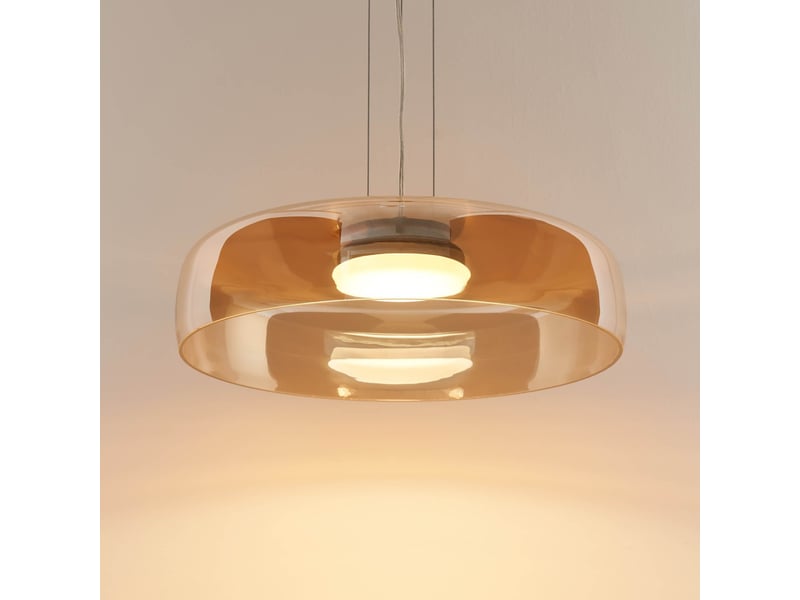  Suspension dôme en verre ambré et métal noir - riccardo Riccardo - Conforama C