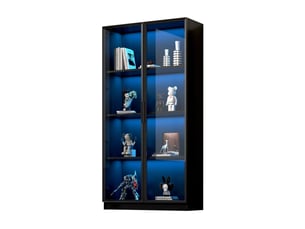 Vitrine coloris noir 3 étagère(s) ULEVR - 80 cmx160 cm