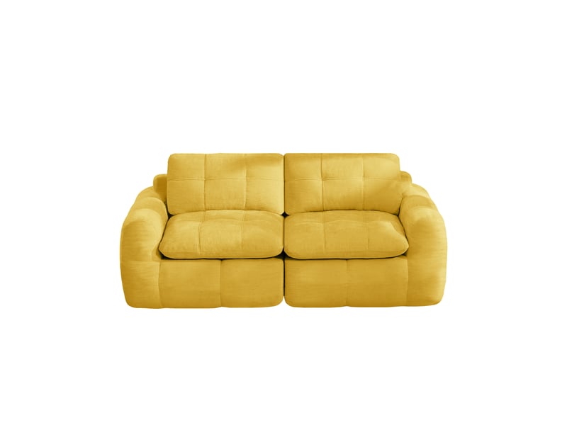 Canapé modulable droit 2 places en tissu chenille jaune, 194 x 97 x 68 cm, sans montage, mousse haute densité 32d, assise profonde, assise matelassée Luxe haut de gamme - Conforama A