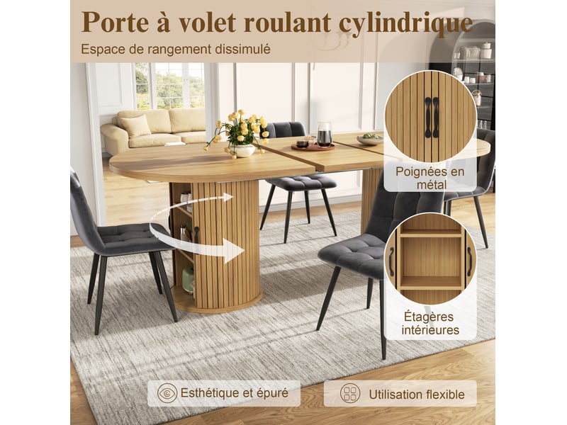  Table à manger extensible naturelle en mdf et métal – 150 à 190 x 80 x 75 cm  - Conforama E