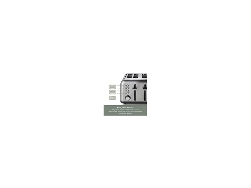  Grille pain 4 fentes courtes qgp240 inox brosse 1800 w 7 niveaux brunissage avec defrost reheat 8268053 - Conforama C