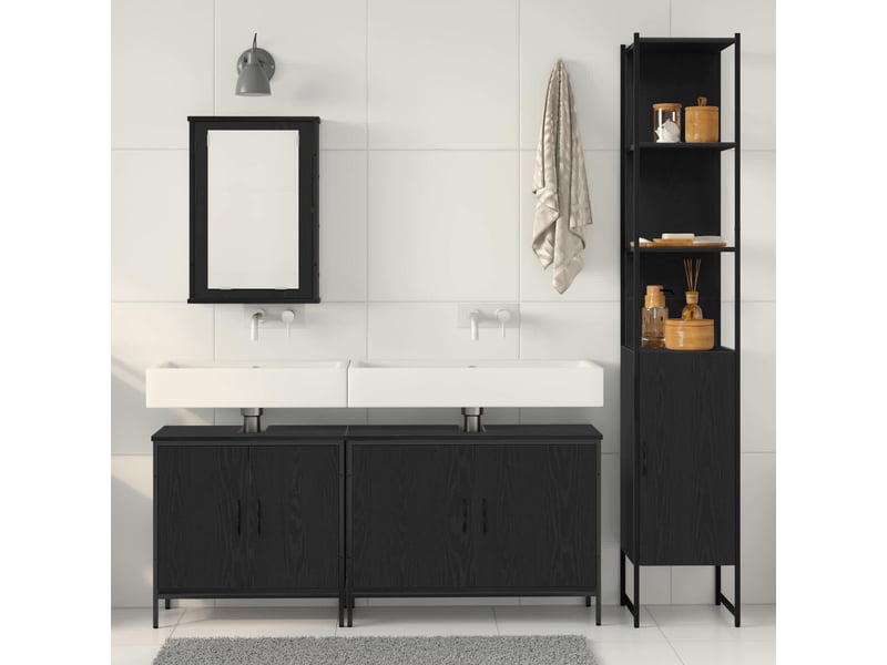  Ensemble de mobilier de salle de bain 4 pièces noir cf64558  - Conforama D