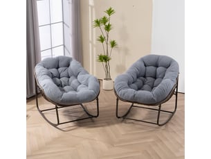 Fauteuil à bascule extérieur,78x106x90 cm,avec coussin,résine tressée,gris
