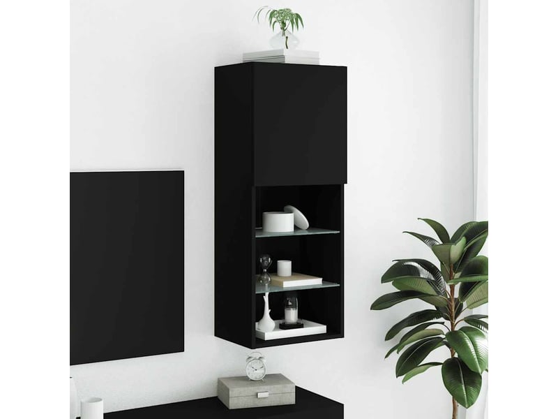  Meuble tv - banc tv - meuble de rangement avec lumières led noir 40,5x30x102 cm  - Conforama D