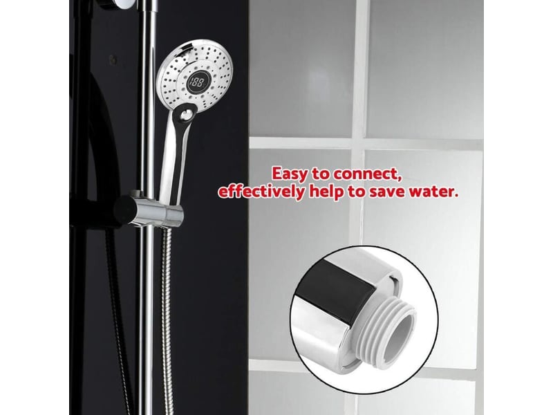  Pommeau de douche led à trois couleurs, écran numérique avec capteur de température, trois modes d’eau, douchette adaptable universelle  - Conforama D