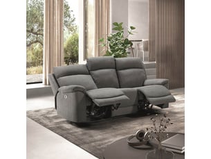 Canapé droit relax électrique <strong>ALTOBUY</strong> <strong>BRIANA</strong> 3 places Polyester gris