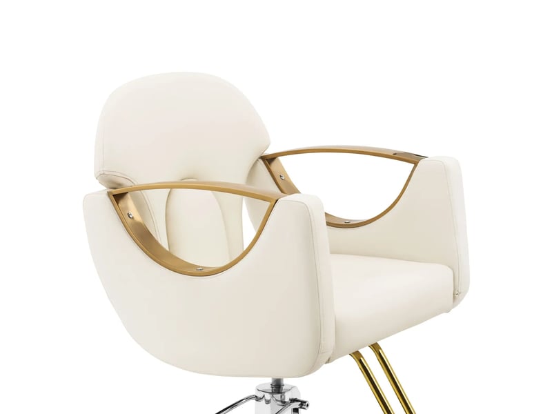 Fauteuil de coiffeur professionnel avec repose-pieds 180 kg pvc acier crème 14_0008945  - Conforama C