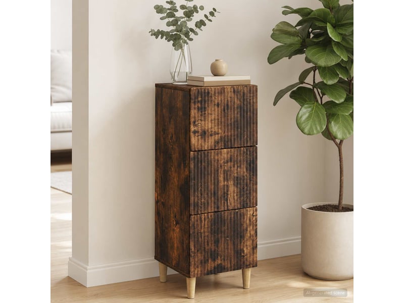  Armoire de rangement bureau, armoire à tiroirs chêne fumé 33 x 34,5 x 90 cm shl7238  - Conforama D