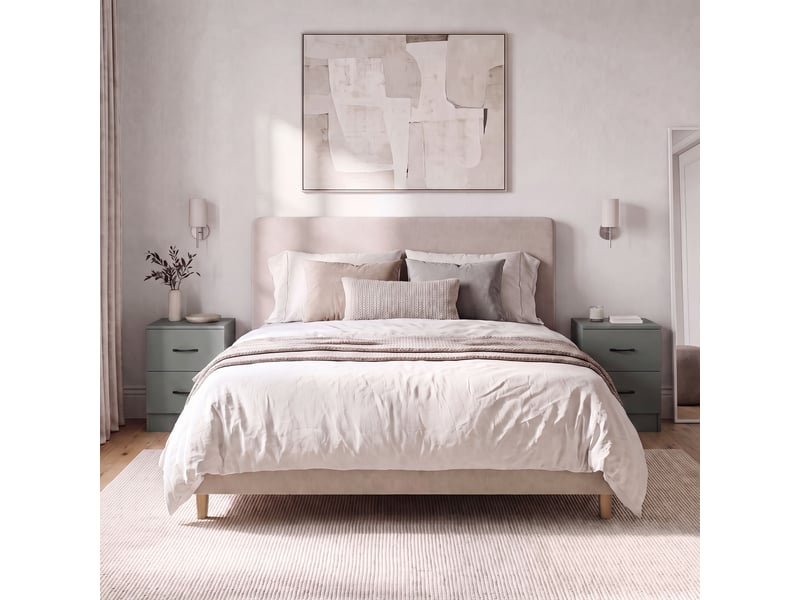  Table de chevet riano, commode de nuit, chambre, 47x40x36cm, set de 2, 2 tiroirs, vert 3332401 - Conforama E