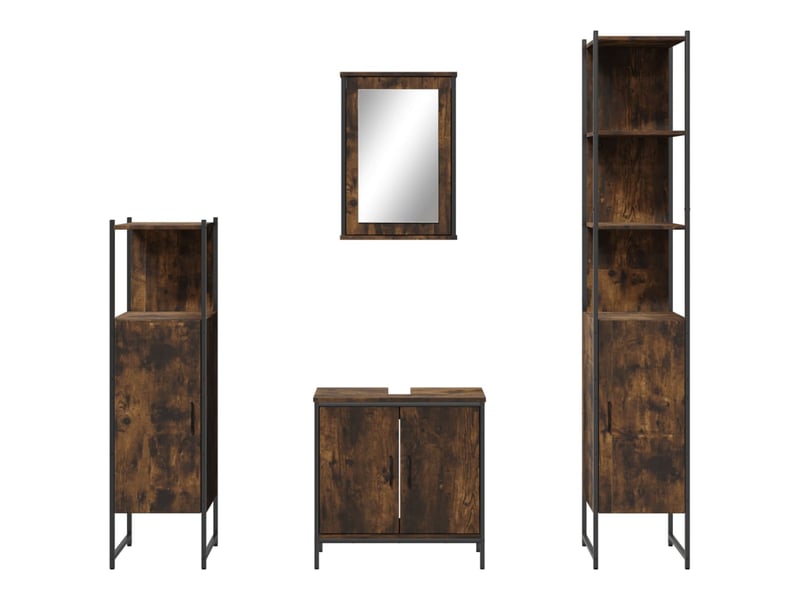  Ensemble de meubles de salle de bain 4 pcs chêne fumé bois cf63859  - Conforama D