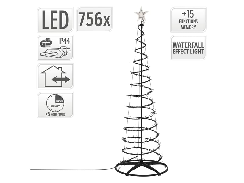  Ecd germany sapin de noël spirale led 210 cm avec étoile éclairage de noël cône guirlande lumineuse effet cascade avec 15 modes de lumière minuterie et 756 leds blanc chaud pour maison ou jardin ip44 ECD Germany GmbH - Conforama D