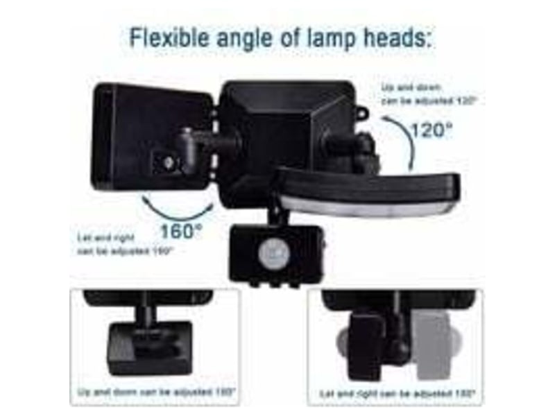  Projecteur led avec détecteur de mouvement réglable, étanche ip65, blanc lumière du jour, garage et entré  - Conforama D