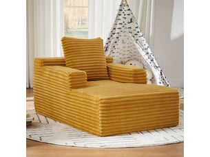 Canapé chaiselongue 1 place en velours côtelé avec mousse haute densité et ressorts ensachés, jaune