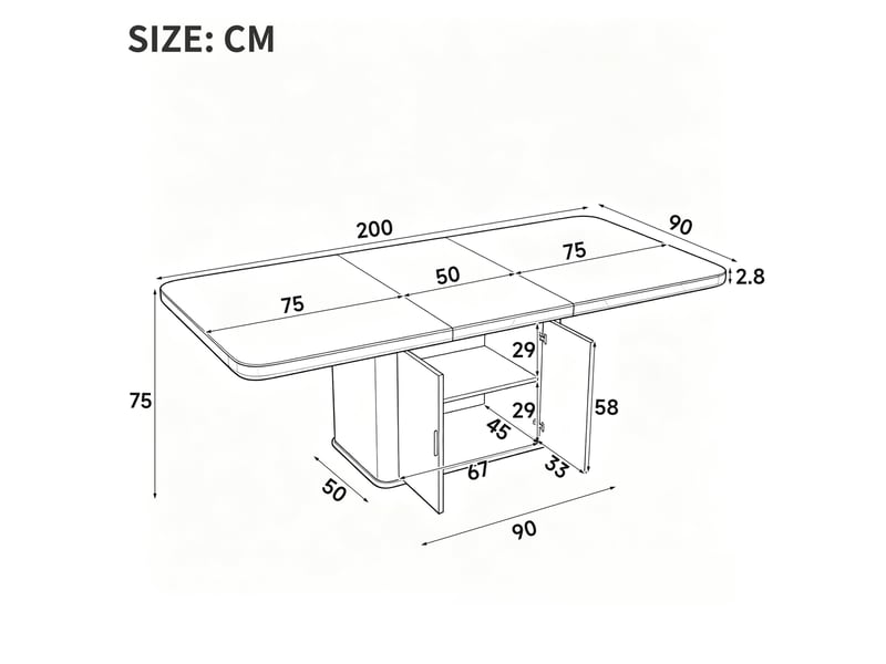 Table à manger 200x90x75 cm - extensible - 8 places - 6 à 8 personnes - grand rangement - mdf - usage quotidien - design moderne - bois naturel CozyNest - Conforama D