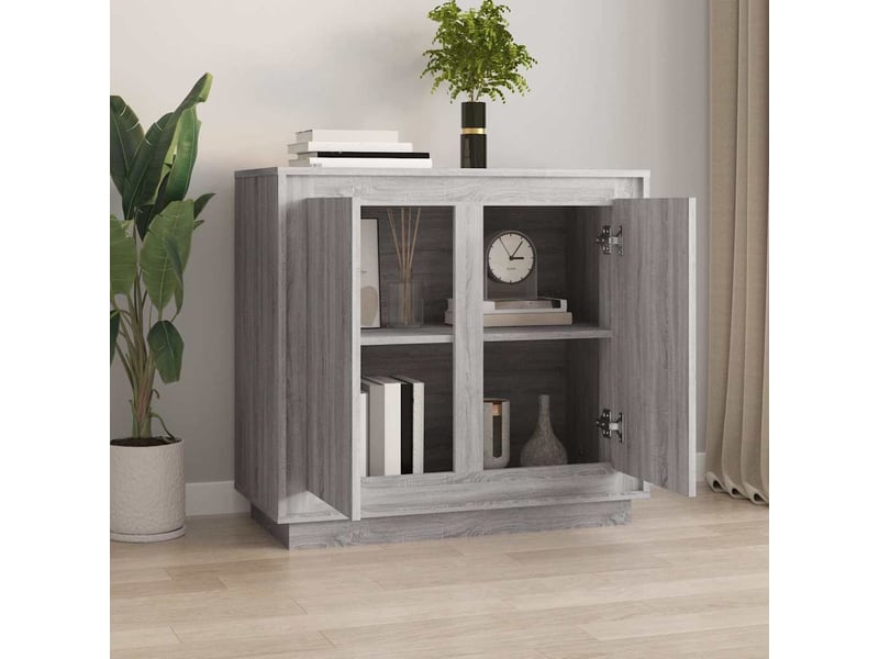  Buffet - bahut - meuble de rangement sonoma gris 80x34x75 cm bois d'ingénierie  - Conforama C