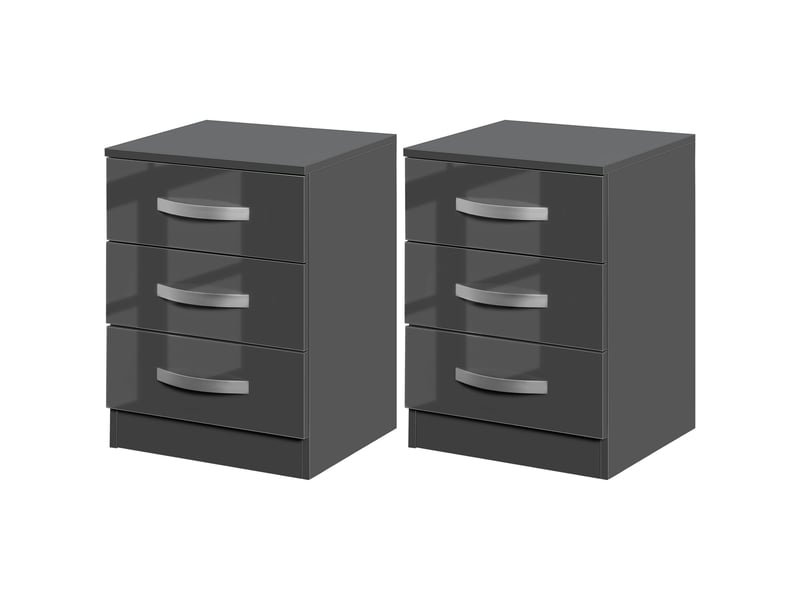  Ensemble de 2 tables de chevet modernes à 3 tiroirs pour chambre et salon, en aggloméré, 40 x 36 x 56 cm, gris  - Conforama B