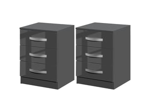 Ensemble de 2 tables de chevet modernes à 3 tiroirs pour chambre et salon, en aggloméré, 40 x 36 x 56 cm, gris