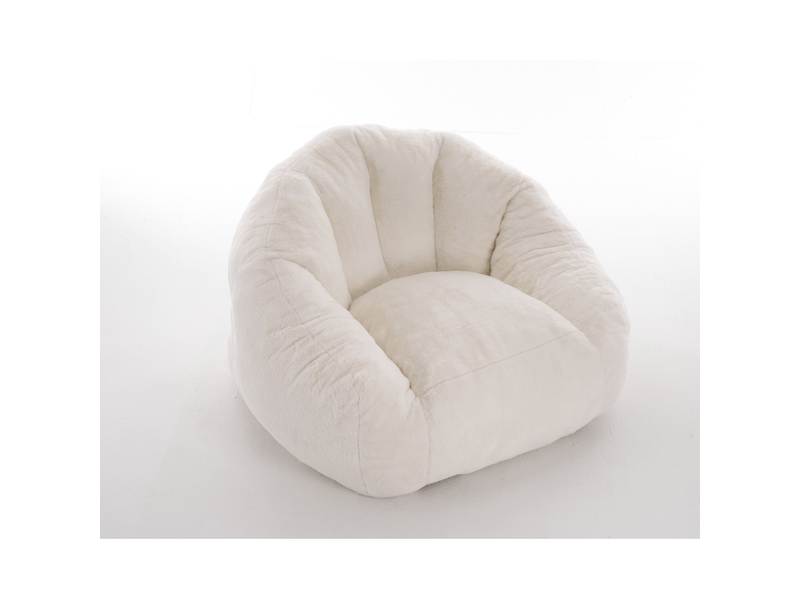  Pouf avec dossier en mousse, revêtement en polyester blanc  - Conforama A