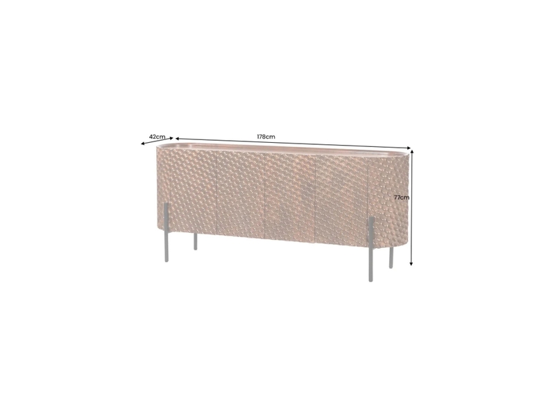 Buffet noara 178 cm en bois de manguier marron – 4 portes aux façades sculptées en alvéoles - Conforama C