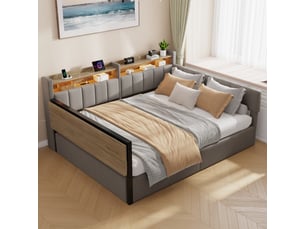Lit banquette 140x200 cm <strong>MODERNLUXE</strong> <strong></strong> coloris gris