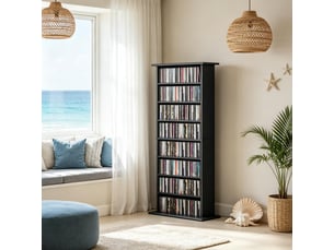 Bibliotheque coloris noir 6 étagère(s) <strong>KORFEE</strong> <strong></strong> - 12.5 cm x 58 cm