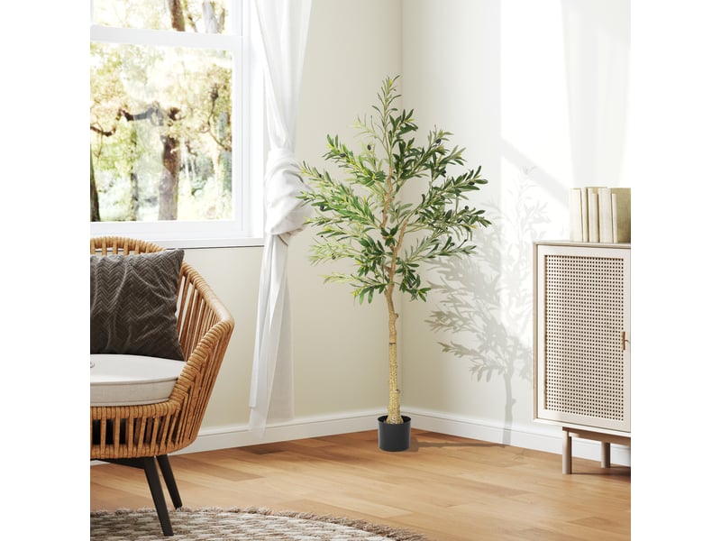  Olivier artificiel 150 cm plante artificielle intérieur, fausse plante décoration pour maison, bureau, chambre, salon  - Conforama D