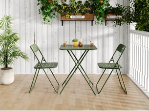 Salon de jardin pliant,60x60x73 cm,3 pièces avec table,acier,vert