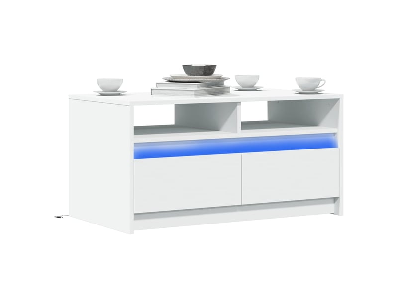  Table basse - table de salon - table à thé avec lumières led blanc bois d'ingénierie  - Conforama B