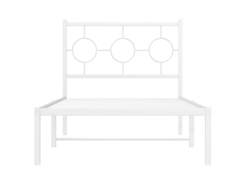  Lit simple- lit adulte -  cadre de lit métal sans matelas avec tête de lit blanc 90x200cm  - Conforama D