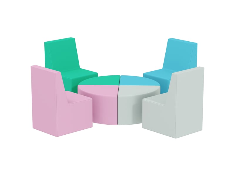 Parcours motricité bébé 8pcs, module motricité bébé mousse epe et housse en pu, design table et chaises, multicolore - Conforama A