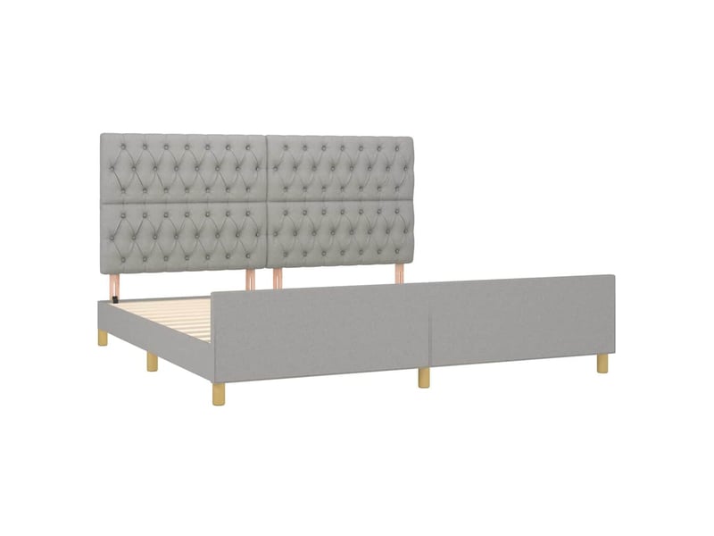 Lit double- lit adulte - cadre de lit sans matelas avec tête de lit gris clair tissu - Conforama C