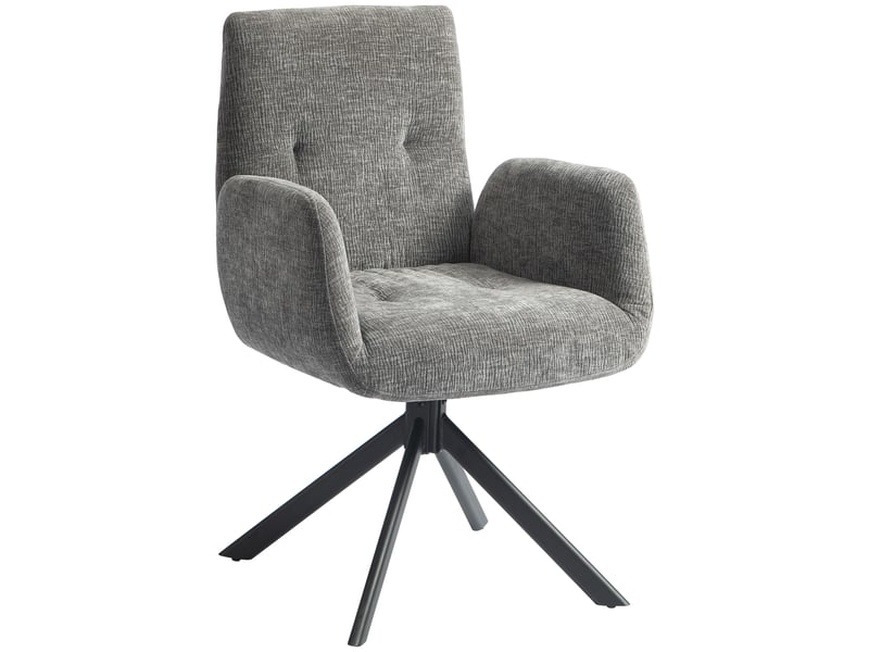 Fauteuil pivotant à 360° en tissu et acier gris foncé 60 x 61 x 88 cm  - Conforama A