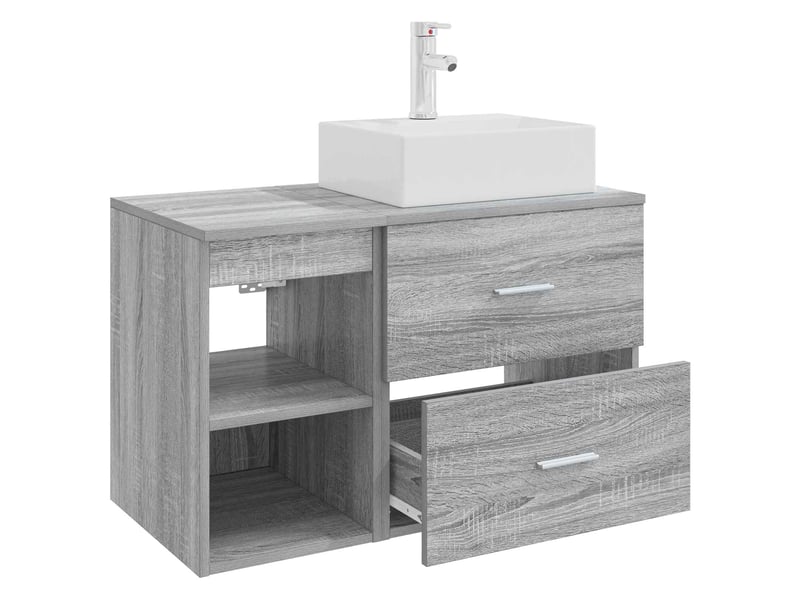 Ensemble de mobilier de salle de bain 2 pcs sonoma gris shl7886  - Conforama D
