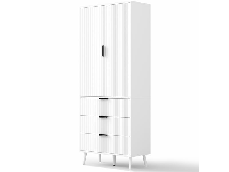  Armoire de cuisine 2 portes et 3 tiroirs 75x35x180 cm en mdf blanc  - Conforama R