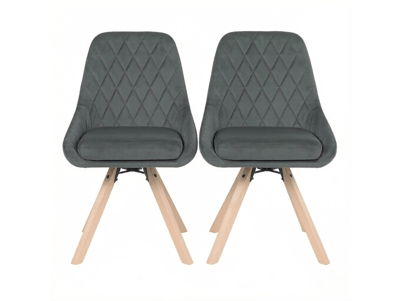  Lot de 2 chaises de salle à manger pivotantes à 360° en velours gris foncé T5828P524807 - Conforama A
