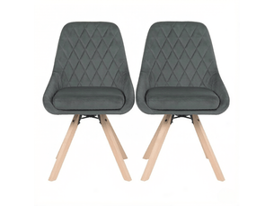 Lot de 2 chaises de salle à manger pivotantes à 360° en velours gris foncé