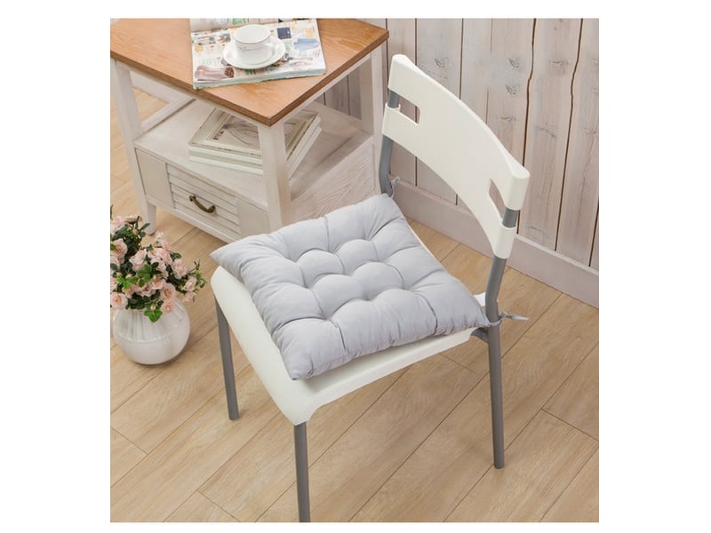  Lot de 4 coussins de chaise avec rubans – 40x40 cm, gris argenté  - Conforama B