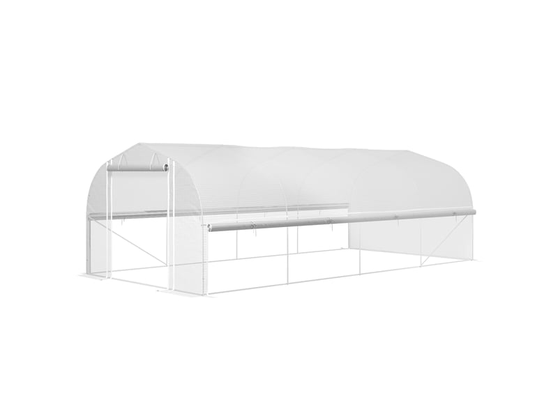  Serre de plain-pied de 6 x 3 x 2 m, 8 fenêtres, porte, moustiquaires, structure métallique, blanche  - Conforama B
