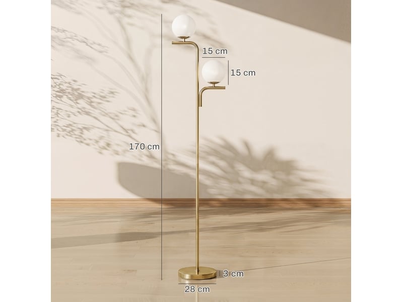  Lampadaire led 33x28x170 cm double tête doré  - Conforama E