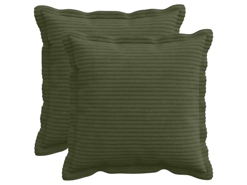 Lot de 2 housses de coussin houten vert 35 x 35 cm velours côtelé cf49380 - Conforama B