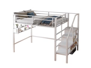 Lit mezzanine 140x200 cm ROLIPO coloris blanc