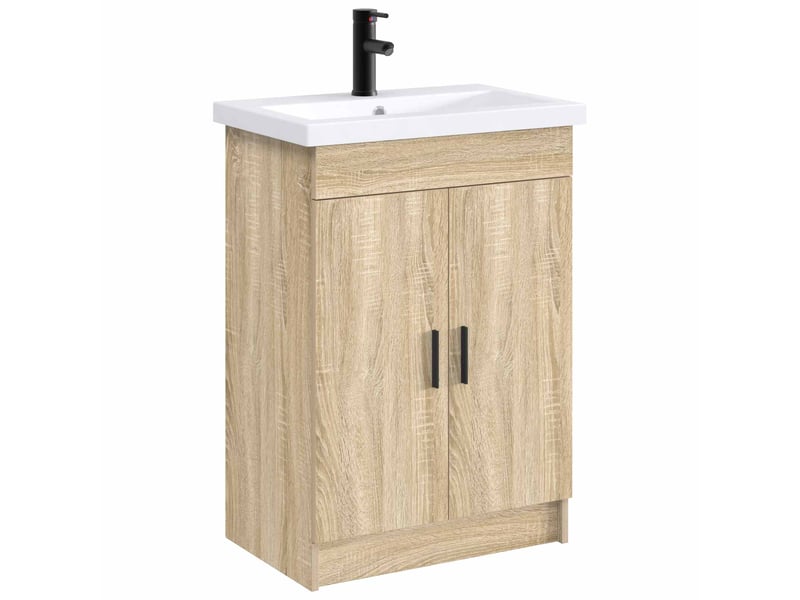  Lavabo de salle de bains noir mat 61x40x16.5 cm métal  - Conforama C