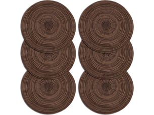 [french days]sets de table lot de 6 set de table tressé lavable résistantes à la chaleur antidérapant, set de table rond 35x35cm(rond,brun)